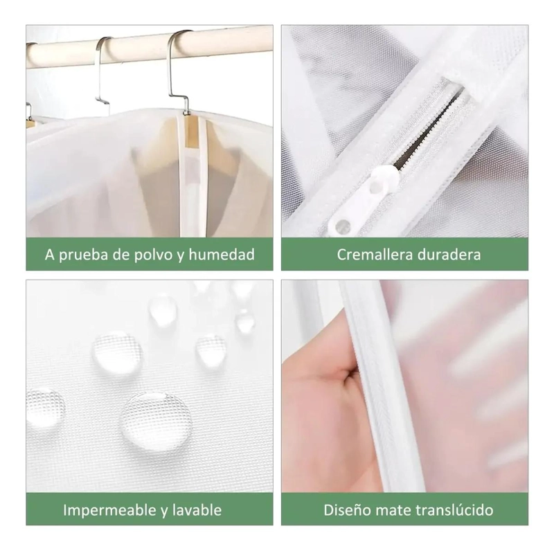 SET DE 12 BOLSAS TRANSPARENTES PARA CUBRIR TRAJES Y COLGAR EN CLOSET 60X120 CM - 4
