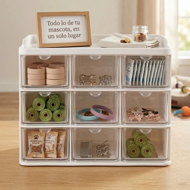 ORGANIZADOR CON 9 COMPARTIMENTOS PARA ACCESORIOS DE MASCOTAS - 1