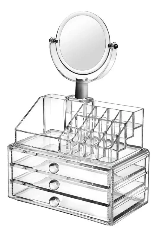 ORGANIZADOR ACRILICO TRANSPARENTE CON 12 COMPARTIMENTOS Y 3 CAJONES - 1