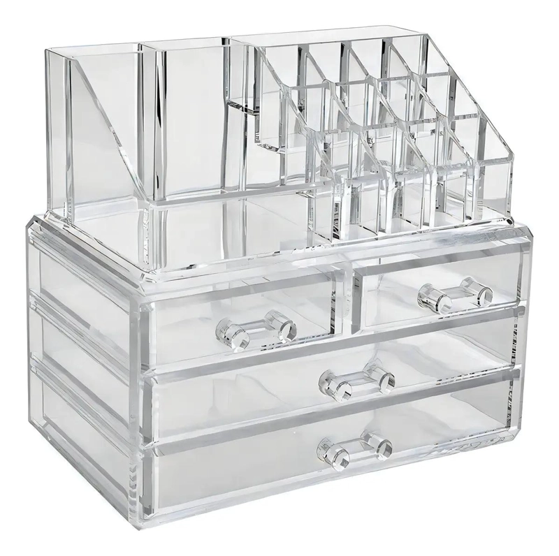 ORGANIZADOR ACRILICO TRANSPARENTE CON 12 COMPARTIMENTOS Y 3 CAJONES - 5