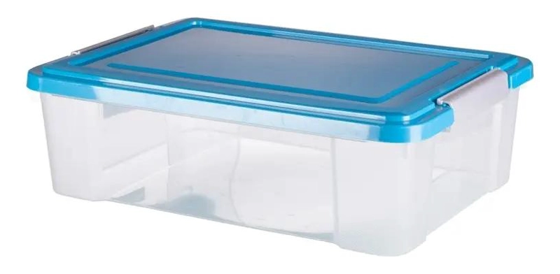 CAJA ORGANIZADORA PLASTICA TRANSPARENTE CON TAPA CAPACIDAD 20 LITROS - 4