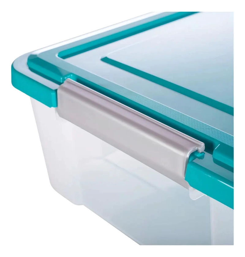CAJA ORGANIZADORA PLASTICA TRANSPARENTE CON TAPA CAPACIDAD 20 LITROS - 5