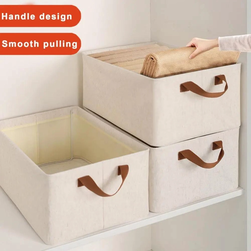SET DE 3 CAJAS PLEGABLES PARA ALMACENAMIENTO DE ROPA EN TELA - 4