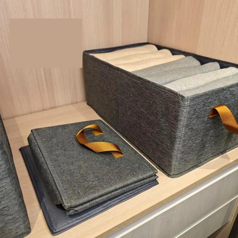 SET DE 3 CAJAS PLEGABLES PARA ALMACENAMIENTO DE ROPA EN TELA - 5