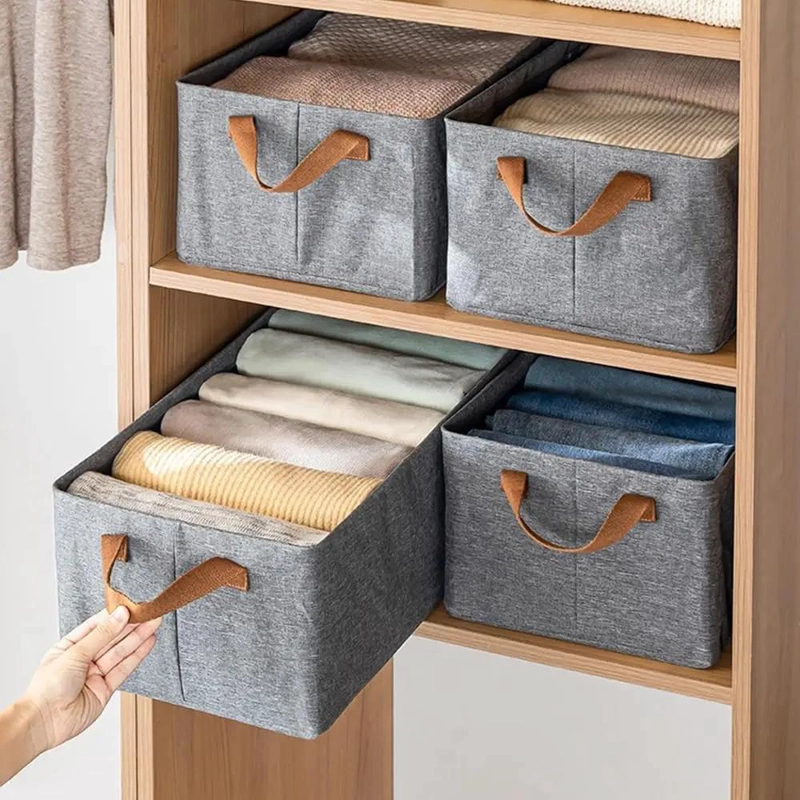 SET DE 2 CAJAS PLEGABLES DE TELA PARA ALMACENAMIENTO DE ROPA - 2