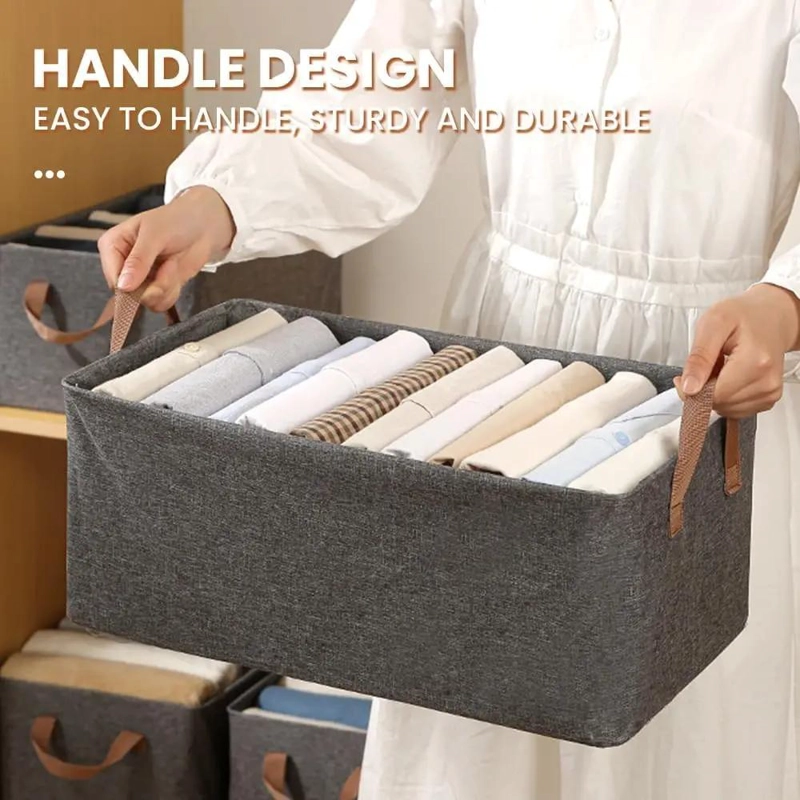 SET DE 2 CAJAS PLEGABLES DE TELA PARA ALMACENAMIENTO DE ROPA - 3