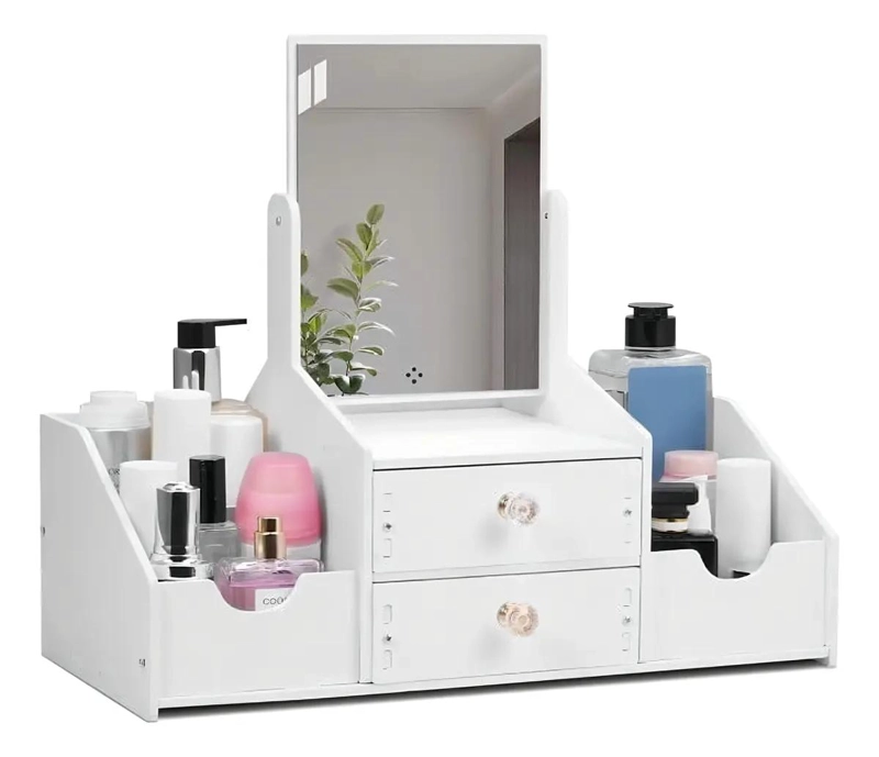 ORGANIZADOR PARA MAQUILLAJE CON ESPEJO DISEÑO RECTANGULAR ARMABLE - 1