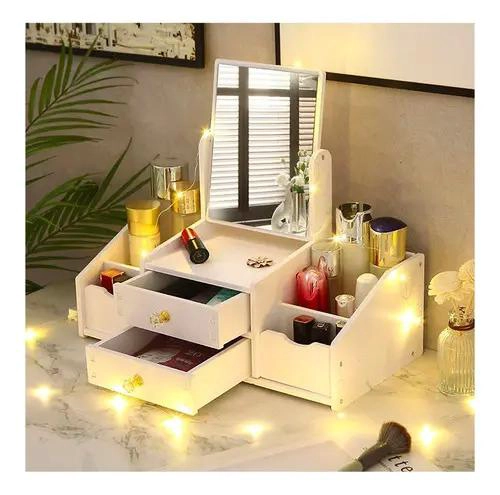 ORGANIZADOR PARA MAQUILLAJE CON ESPEJO DISEÑO RECTANGULAR ARMABLE - 3