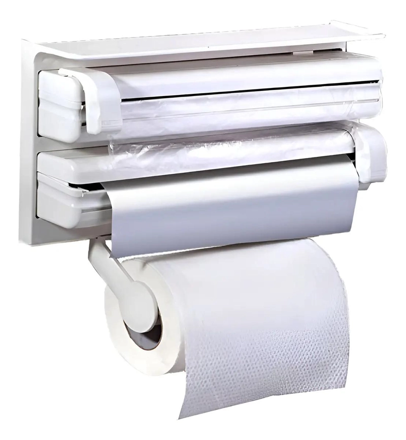 DISPENSADOR TRIPLE PARA ROLLOS DE TOALLA Y FILM PARA COCINA - 2