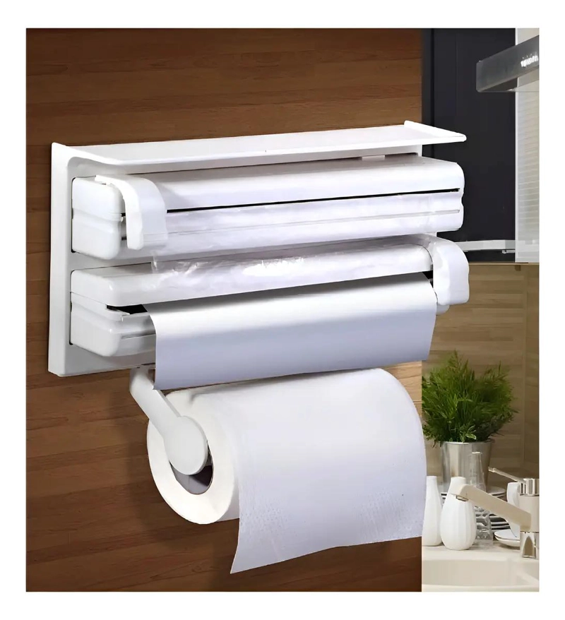 DISPENSADOR TRIPLE PARA ROLLOS DE TOALLA Y FILM PARA COCINA - 3