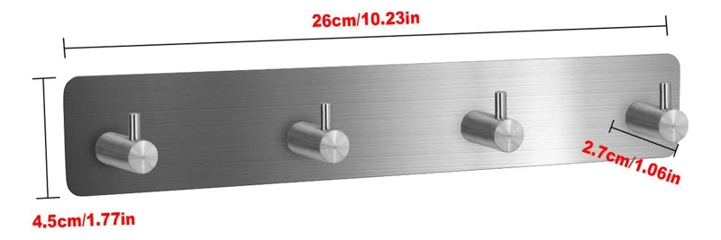 PERCHERO DE PARED CON GANCHOS DE ACERO INOXIDABLE PARA TOALLAS - 4