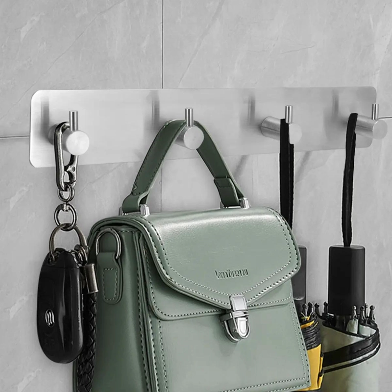 PERCHERO DE PARED CON GANCHOS DE ACERO INOXIDABLE PARA TOALLAS - 5