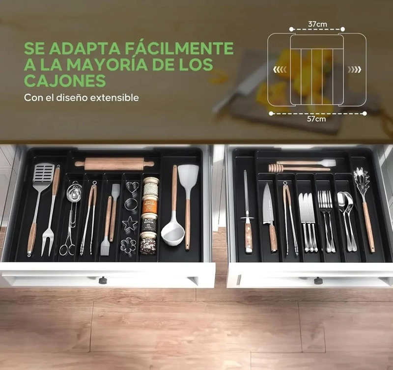 ORGANIZADOR PARA CUBIERTOS Y UTENSILIOS CON 8 COMPARTIMENTOS PARA CAJON - 4