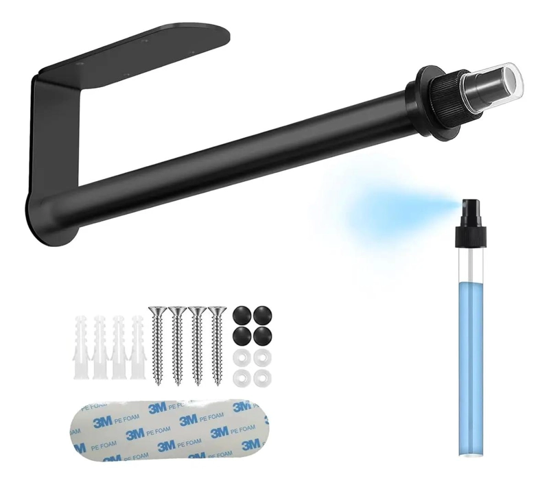 PORTARROLLOS DE COCINA CON PULVERIZADOR Y COLGADOR COLOR NEGRO - 1