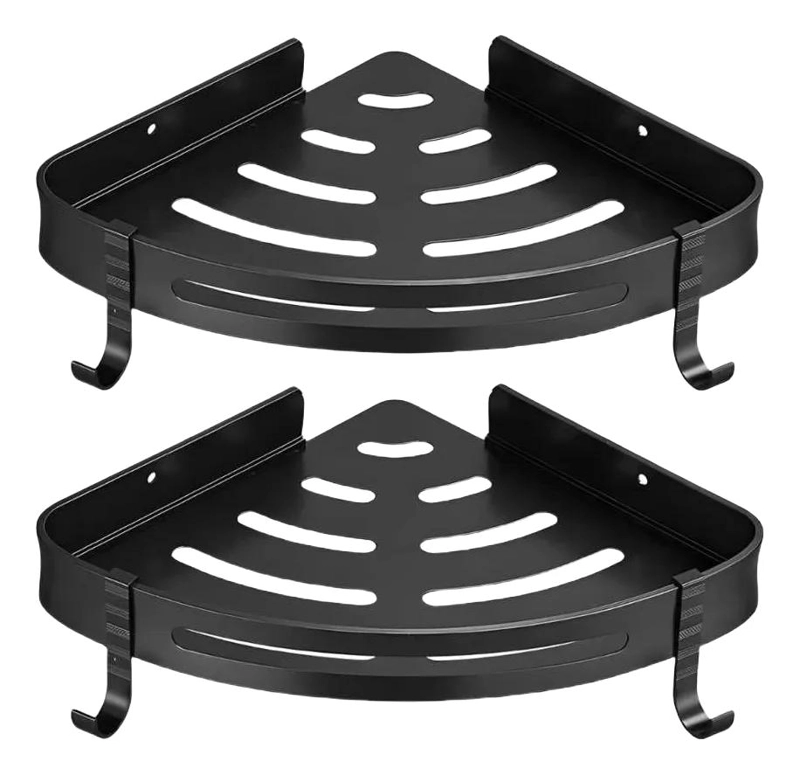 ESTANTE DE ALMACENAMIENTO PARA BAÑO CON 2 NIVELES COLOR NEGRO - 2