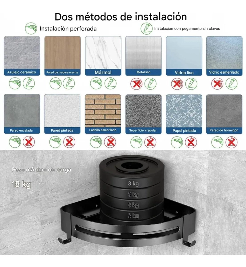 ESTANTE DE ALMACENAMIENTO PARA BAÑO CON 2 NIVELES COLOR NEGRO - 3