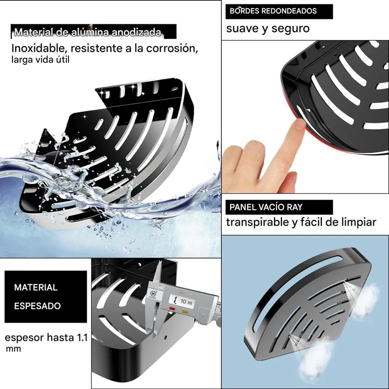 ESTANTE DE ALMACENAMIENTO PARA BAÑO CON 2 NIVELES COLOR NEGRO - 4