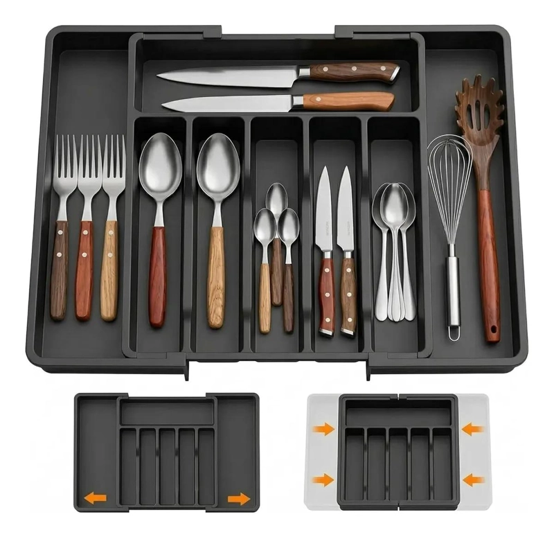ORGANIZADOR DE CUBIERTOS AJUSTABLE CON 8 COMPARTIMIENTOS EXPANDIBLES - 1