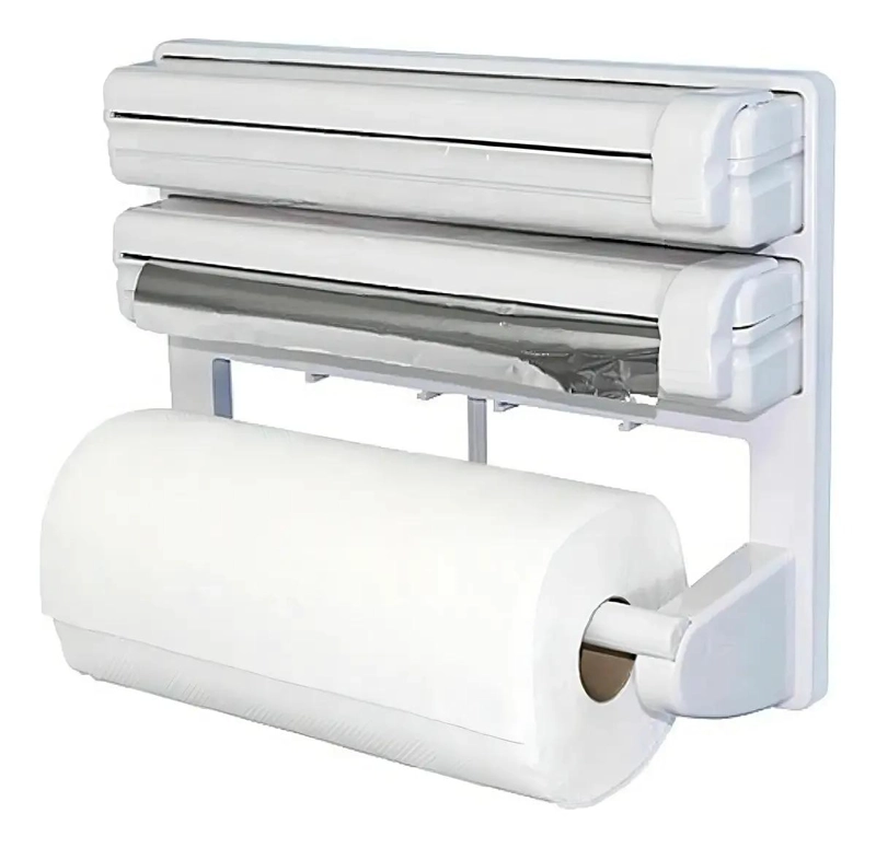 DISPENSADOR TRIPLE PARA ROLLOS DE TOALLA Y FILM PARA COCINA - 3