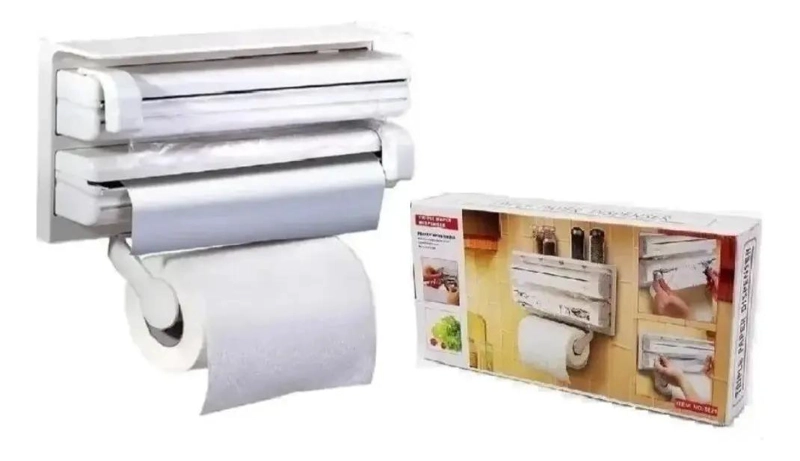 DISPENSADOR TRIPLE PARA ROLLOS DE TOALLA Y FILM PARA COCINA - 5