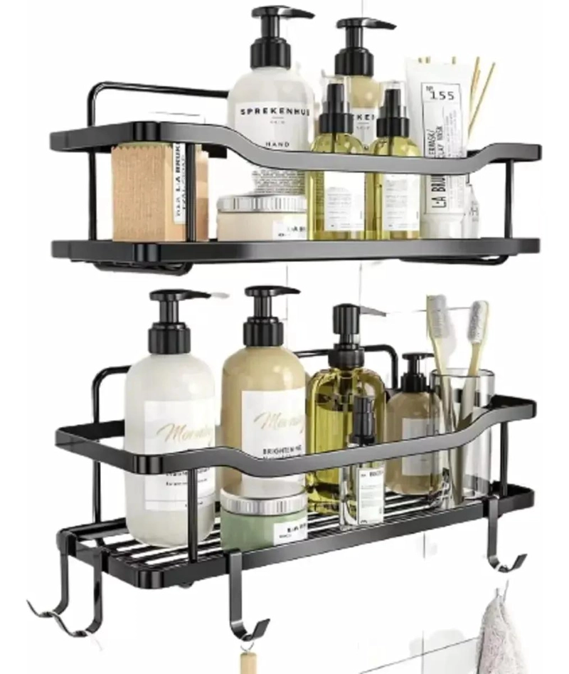 SET DE ORGANIZADORES DE DUCHA Y BAÑO EN ACERO INOXIDABLE NEGRO - 1