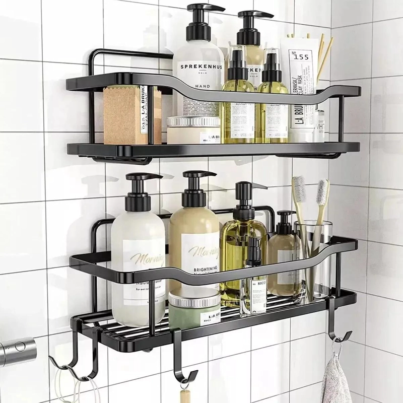 SET DE ORGANIZADORES DE DUCHA Y BAÑO EN ACERO INOXIDABLE NEGRO - 2