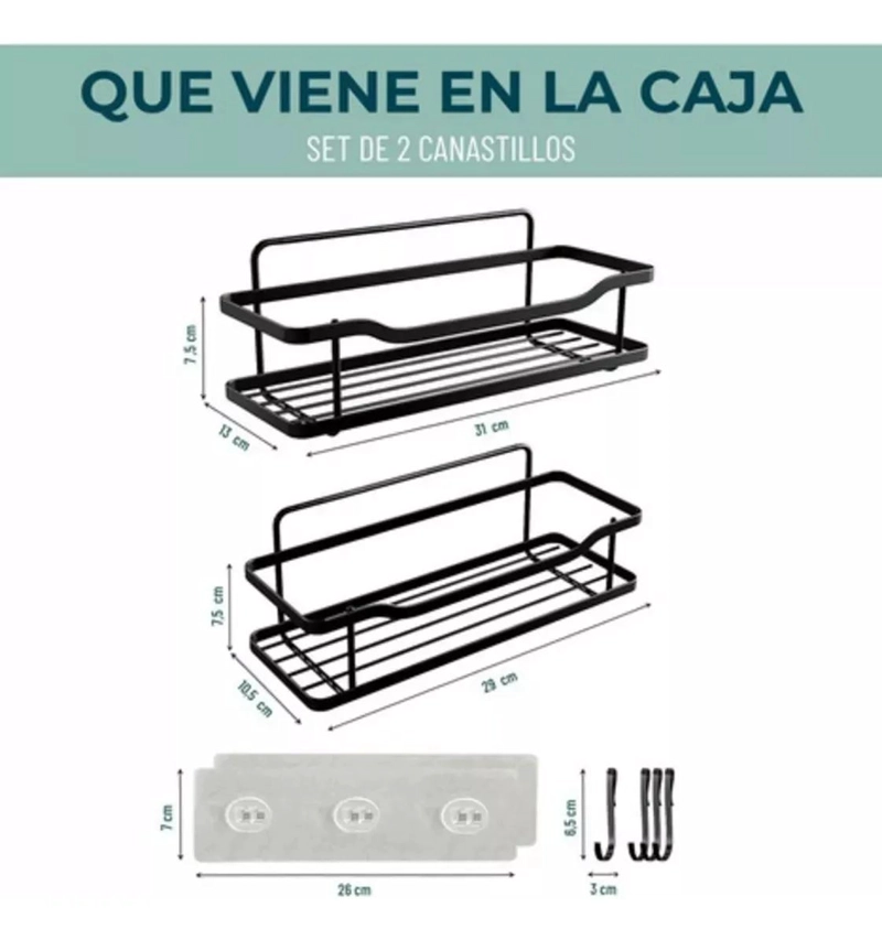 SET DE ORGANIZADORES DE DUCHA Y BAÑO EN ACERO INOXIDABLE NEGRO - 5