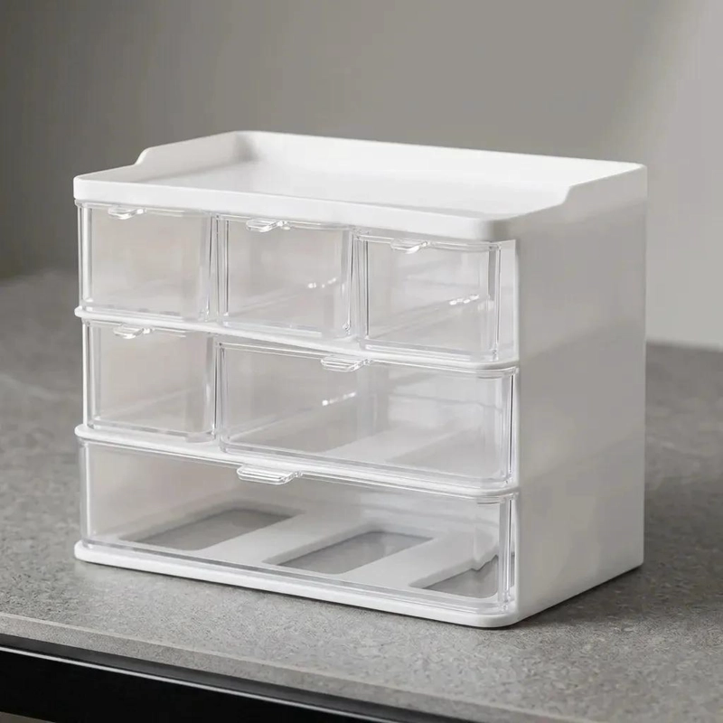 ORGANIZADOR MULTIUSO BLANCO CON SEIS COMPARTIMIENTOS PARA ESCRITORIO - 1