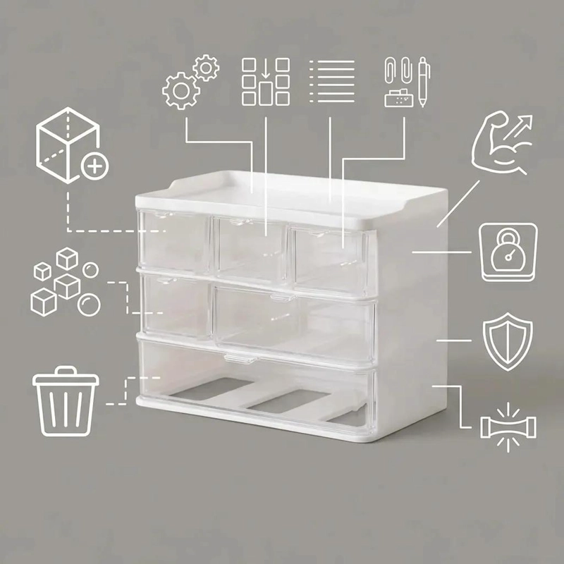 ORGANIZADOR MULTIUSO BLANCO CON SEIS COMPARTIMIENTOS PARA ESCRITORIO - 3