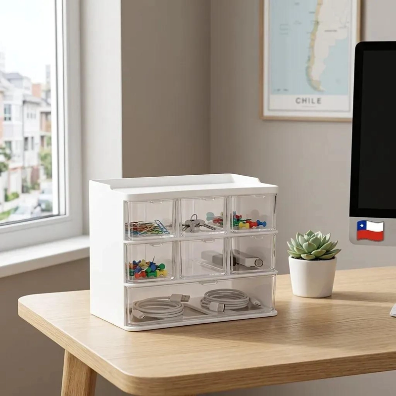 ORGANIZADOR MULTIUSO BLANCO CON SEIS COMPARTIMIENTOS PARA ESCRITORIO - 4