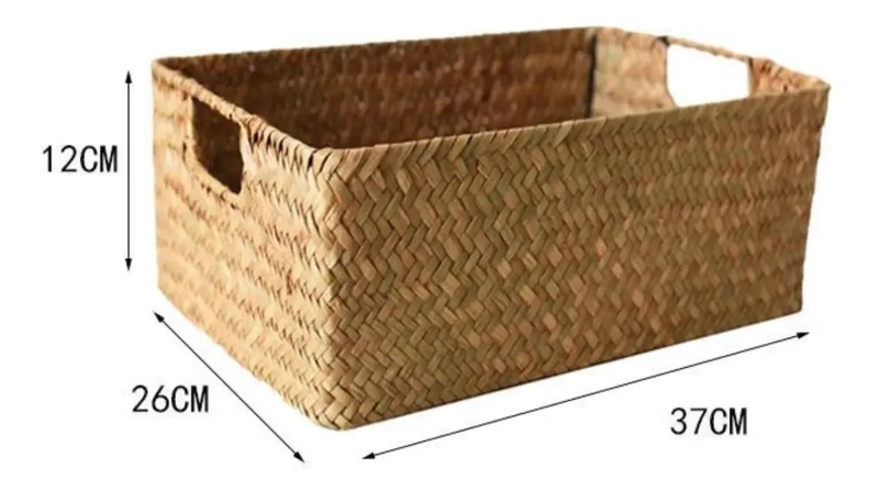CESTA ORGANIZADORA DE MIMBRE PARA ALMACENAMIENTO Y DECORACION 37X26X12 CM - 3
