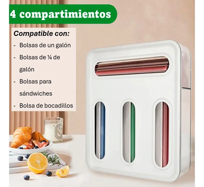 ORGANIZADOR DISPENSADOR PARA BOLSAS DE ALIMENTOS CON DISEÑO COMPACTO - 2