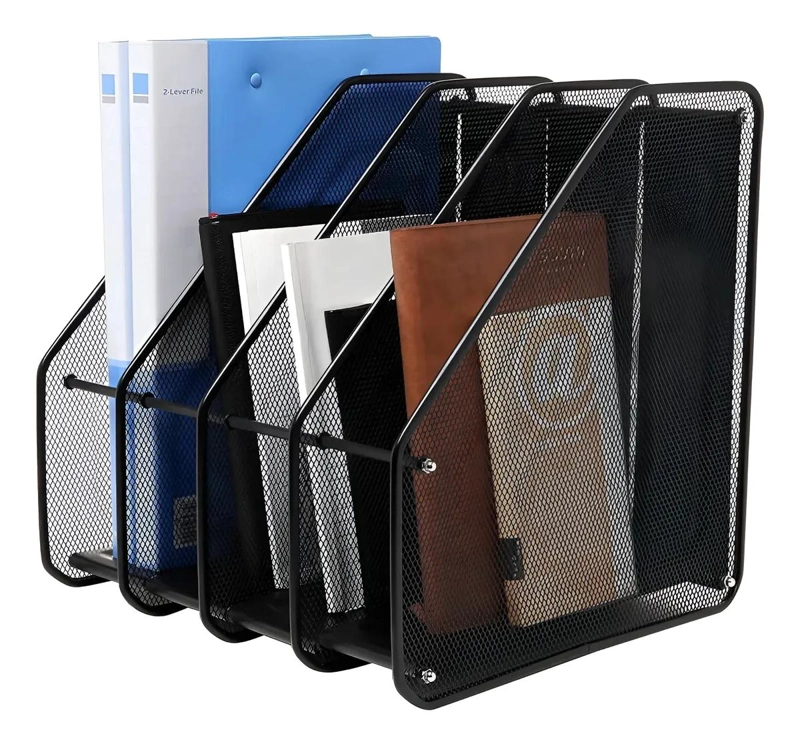 ORGANIZADOR VERTICAL PARA OFICINA CON 4 COMPARTIMENTOS PARA LIBROS Y REVISTAS - 1