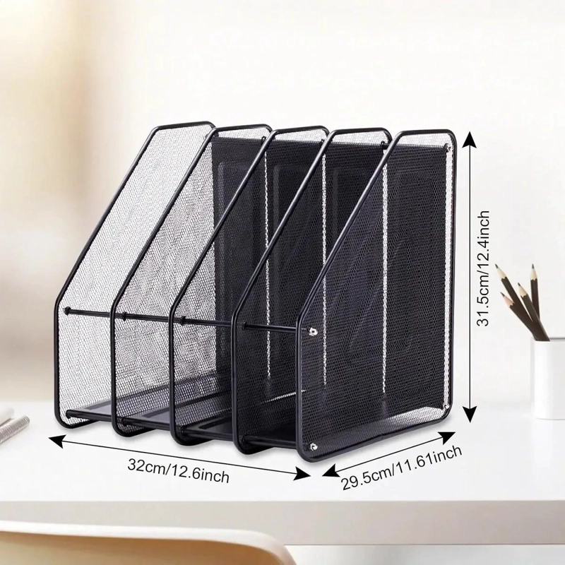 ORGANIZADOR VERTICAL PARA OFICINA CON 4 COMPARTIMENTOS PARA LIBROS Y REVISTAS - 5