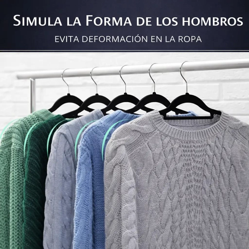 SET DE 30 COLGADORES DE ROPA DE TERCIOPELO NEGRO ANTIDESLIZANTES - 3