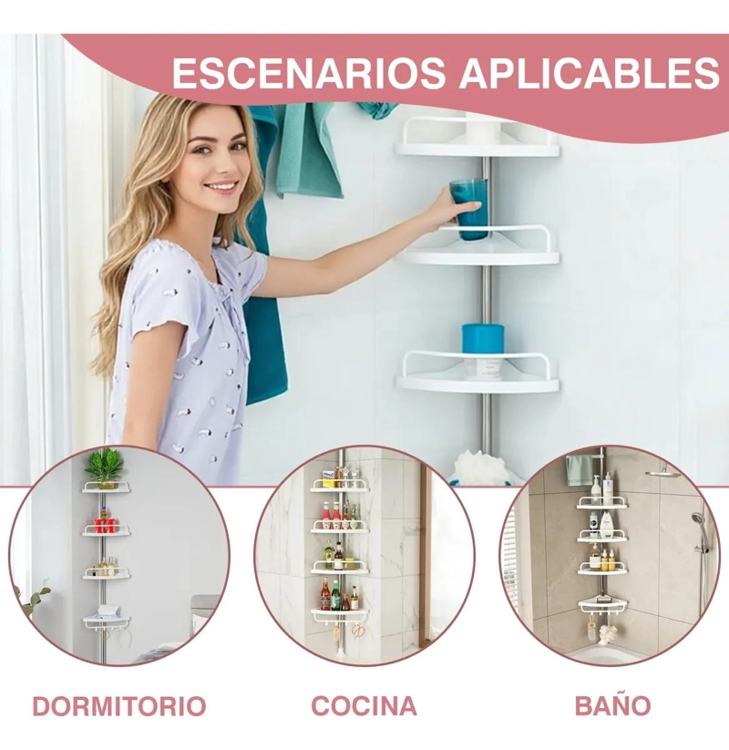 ORGANIZADOR ESQUINERO PARA DUCHA CON 4 NIVELES MULTIFUNCIONAL PARA BAÑO - 3