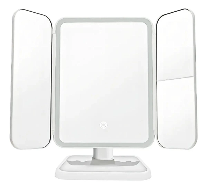 ESPEJO TOCADOR PROFESIONAL CON AUMENTO Y LUZ LED PLEGABLE PARA MAQUILLAJE - 1