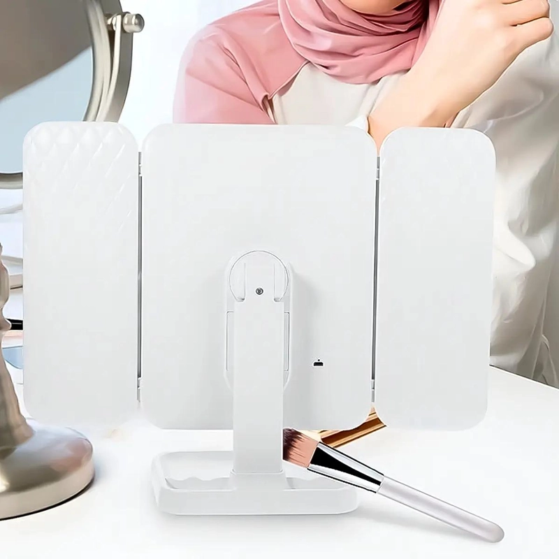 ESPEJO TOCADOR PROFESIONAL CON AUMENTO Y LUZ LED PLEGABLE PARA MAQUILLAJE - 2