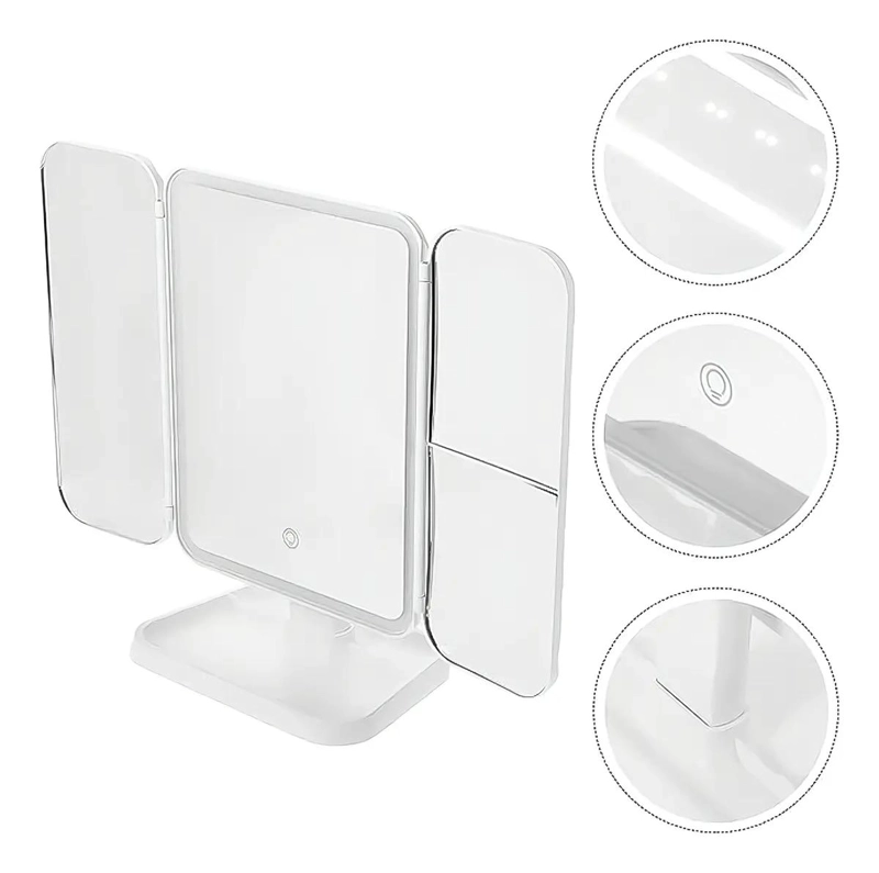 ESPEJO TOCADOR PROFESIONAL CON AUMENTO Y LUZ LED PLEGABLE PARA MAQUILLAJE - 3