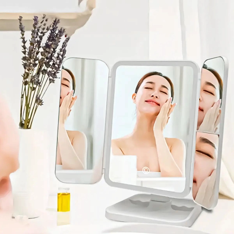 ESPEJO TOCADOR PROFESIONAL CON AUMENTO Y LUZ LED PLEGABLE PARA MAQUILLAJE - 5