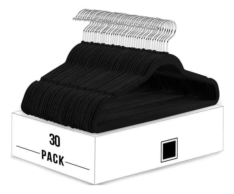 SET DE 30 COLGADORES DE ROPA DE TERCIOPELO ANTIDESLIZANTE - 1