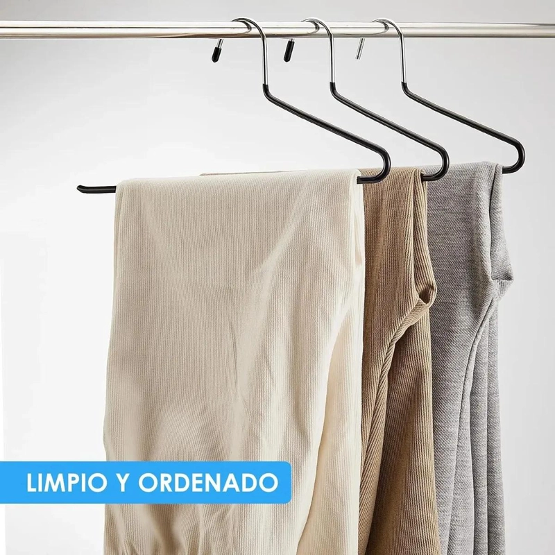 SET DE 15 PERCHAS CON EXTREMOS ABIERTOS PARA PANTALONES Y GANCHOS - 3