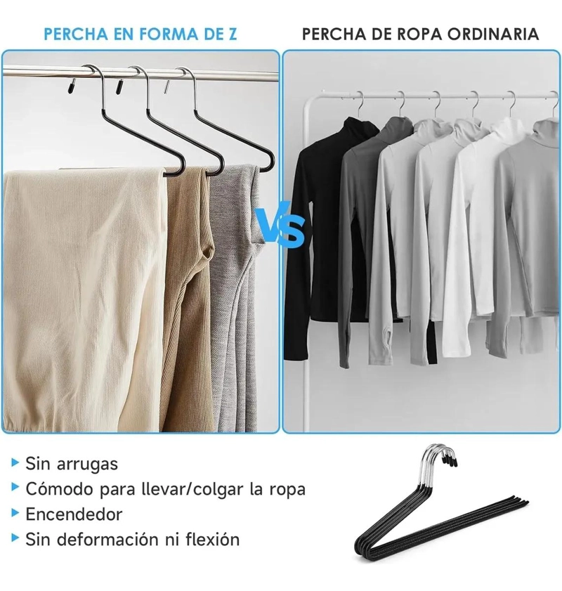 SET DE 15 PERCHAS CON EXTREMOS ABIERTOS PARA PANTALONES Y GANCHOS - 4