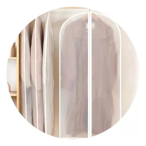 JUEGO DE 5 BOLSAS TRANSPARENTES PARA CUBRIR TRAJES Y COLGAR EN CLOSET 60X120 CM - 1