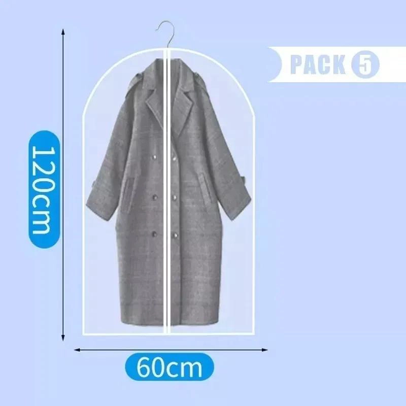 JUEGO DE 5 BOLSAS TRANSPARENTES PARA CUBRIR TRAJES Y COLGAR EN CLOSET 60X120 CM - 2