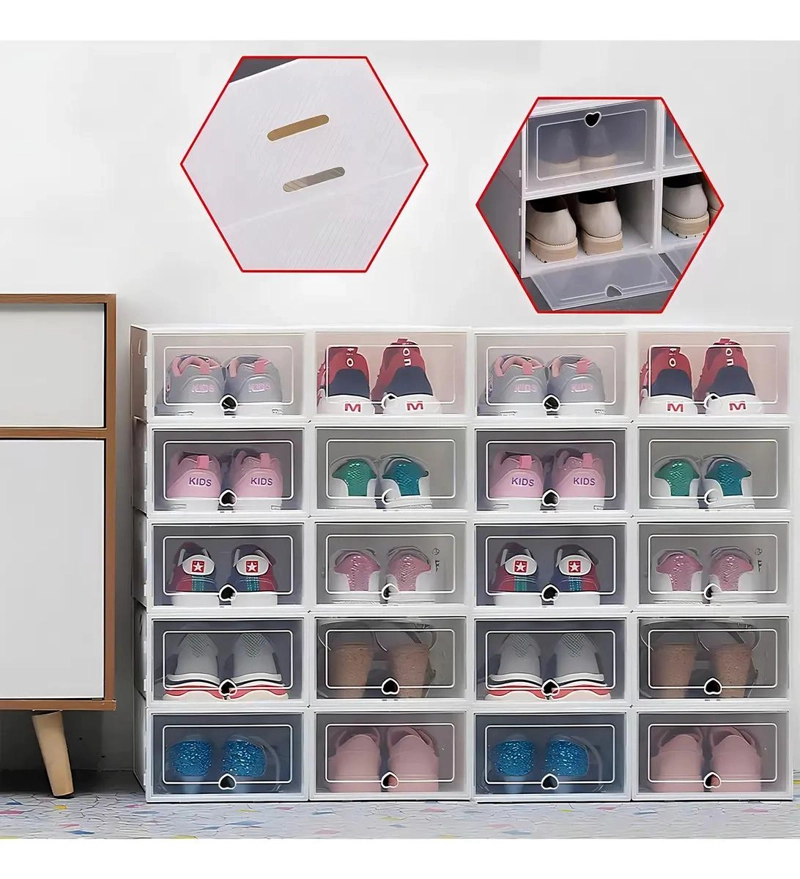 SET DE 6 CAJAS ORGANIZADORAS TRANSPARENTES PARA ZAPATOS - 4