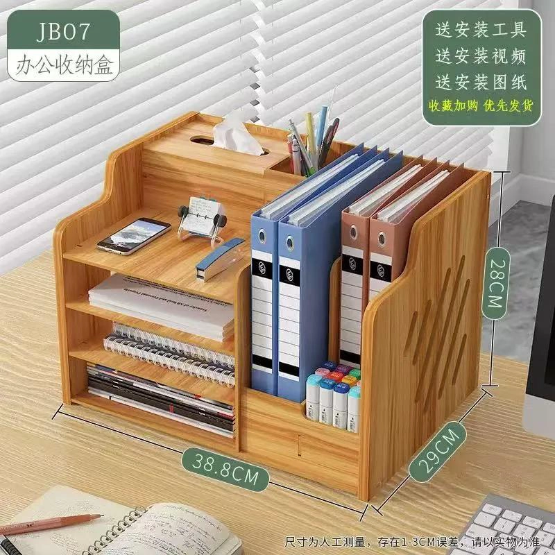 ORGANIZADOR DE ESCRITORIO EN MADERA CON DISPENSADOR INTEGRADO - 4