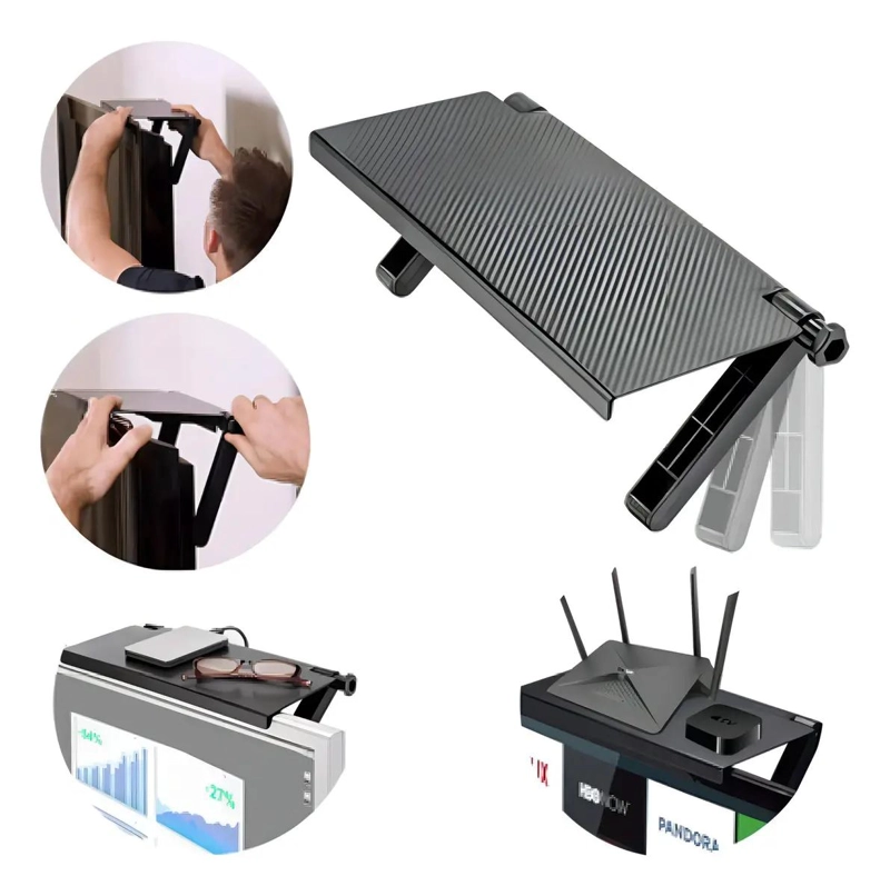 REPISA PLEGABLE AJUSTABLE NEGRA PARA PANTALLA TV DE PLASTICO 29X15 CM - 2