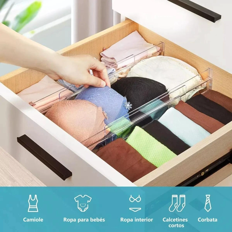 SET DE 4 SEPARADORES PLASTICOS AJUSTABLES PARA CAJONES DE 28 A 48 CM - 4