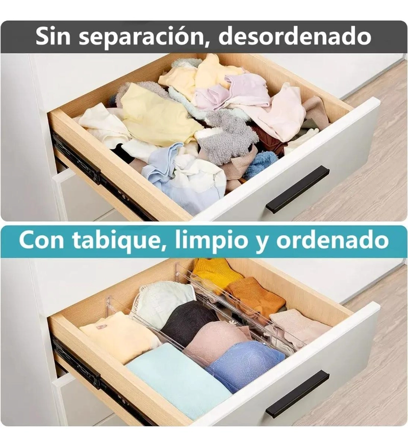SET DE 4 SEPARADORES PLASTICOS AJUSTABLES PARA CAJONES DE 28 A 48 CM - 5
